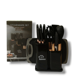 Set de cuchillos y utensilios de cocina c/base chico 20pcs